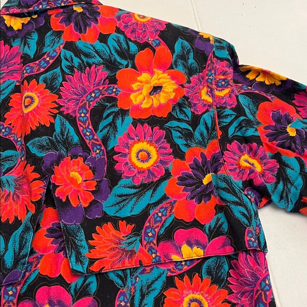 VINTAGE WRANGLER 80’s WESTERN FLORAL LONG SLEEVE BUTTON DOWN TOP SMALL - Picture 11 of 16